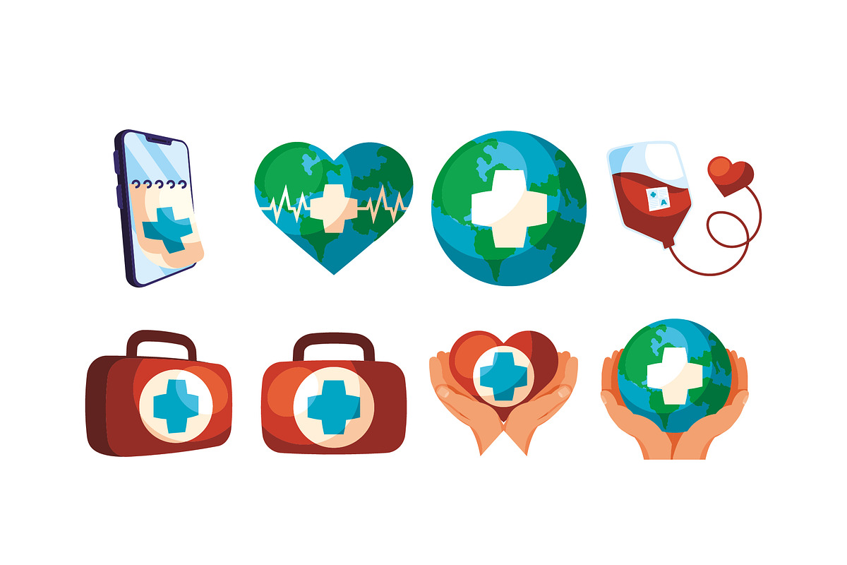 Red Cross Day Icons Set