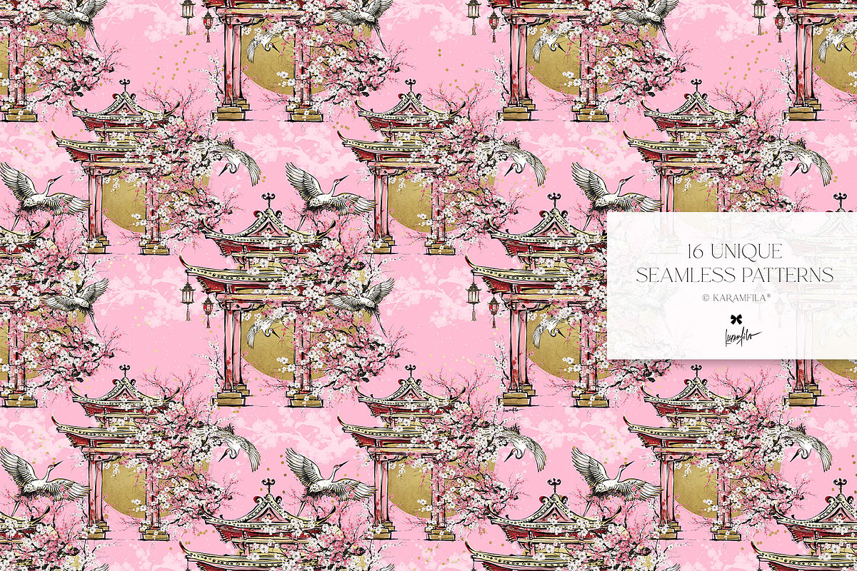 Cherry Blossoms Japanese Patterns, a Pattern Graphic by KaramfilaS (Photo 10 of 23)