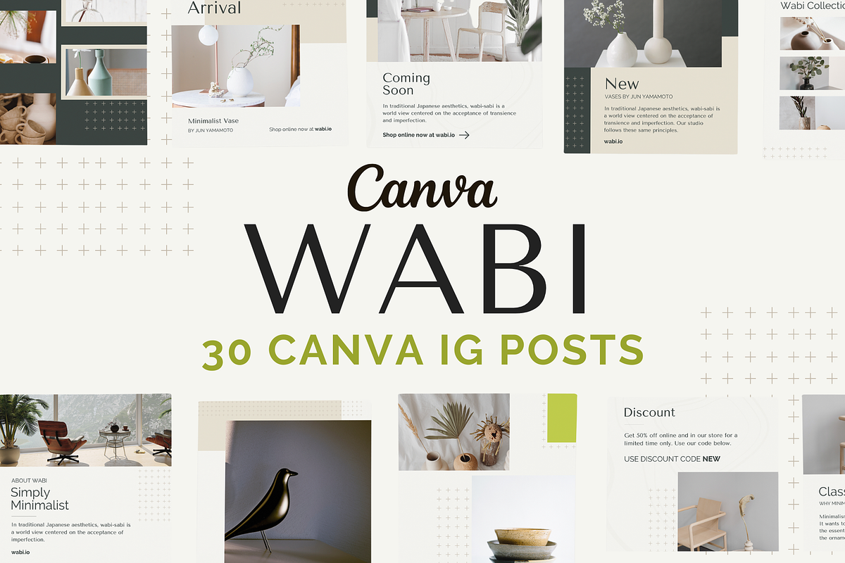 30 CANVA IG POSTS | WABI THEME, a Social Media Template by OEN Design (Photo 1 of 6)