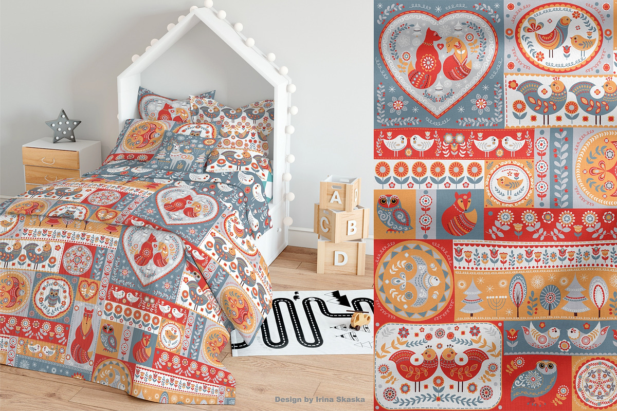 SCANDINAVIAN MOTIFS. Vector Set, an Animal Illustration by Irina Skaska (Photo 2 of 13)
