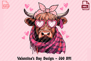 Highland Cow Valentine Png