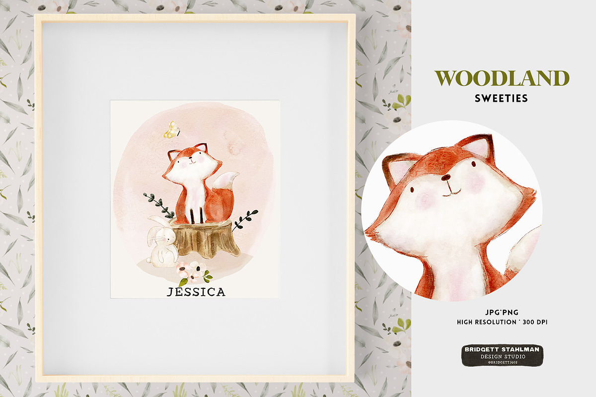 Watercolor Woodland Sweeties, a Background Graphic by Bridgett Stahlman Design (Photo 2 of 8)