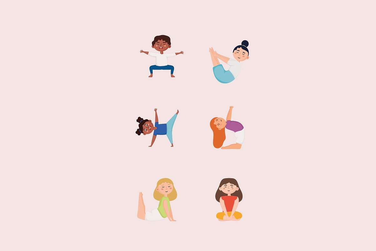 Children Meditating Illustration Set, a Person Illustration by studiogstock (Photo 3 of 3)