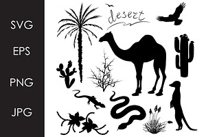 Monochrome Desert Plants and Animals