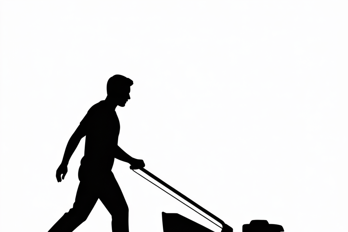 silhouette of a man mowing the lawn, an Illustration by Amazin_art (Photo 12 of 21)