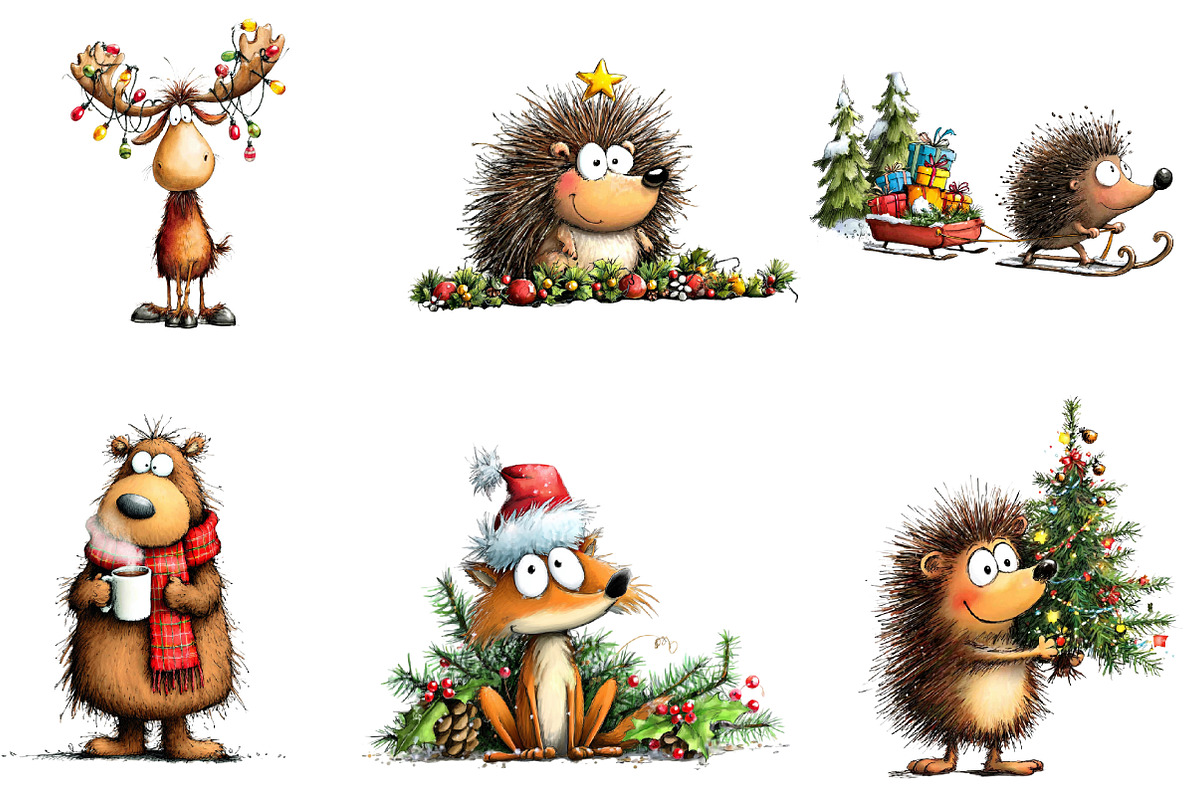 Funny Woodland Animals Clipart, an Illustration by CreationArt (Photo 2 of 5)