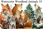 Watercolor Woodland Animals Clipart, an Illustration by DreamArtGraphic (Thumbnail 1 of 8)