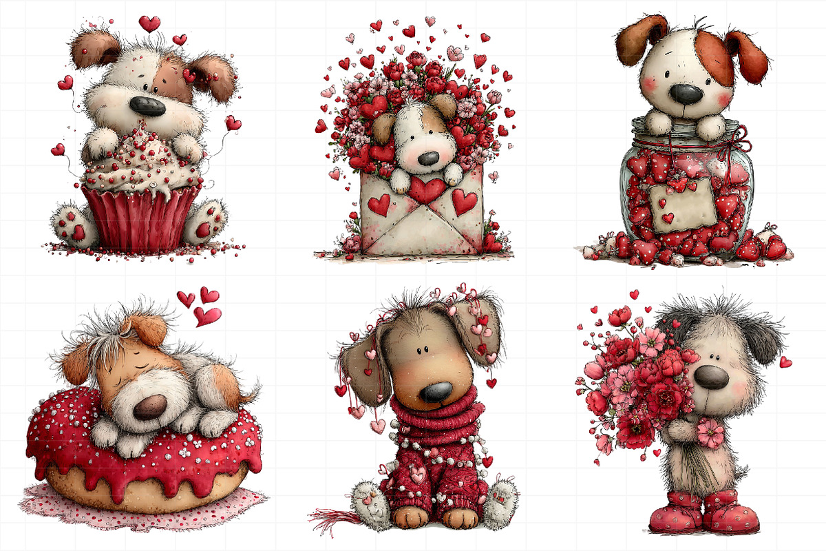Whimsical Valentines Dog Clipart, an Illustration by Daily.Designs (Photo 8 of 8)