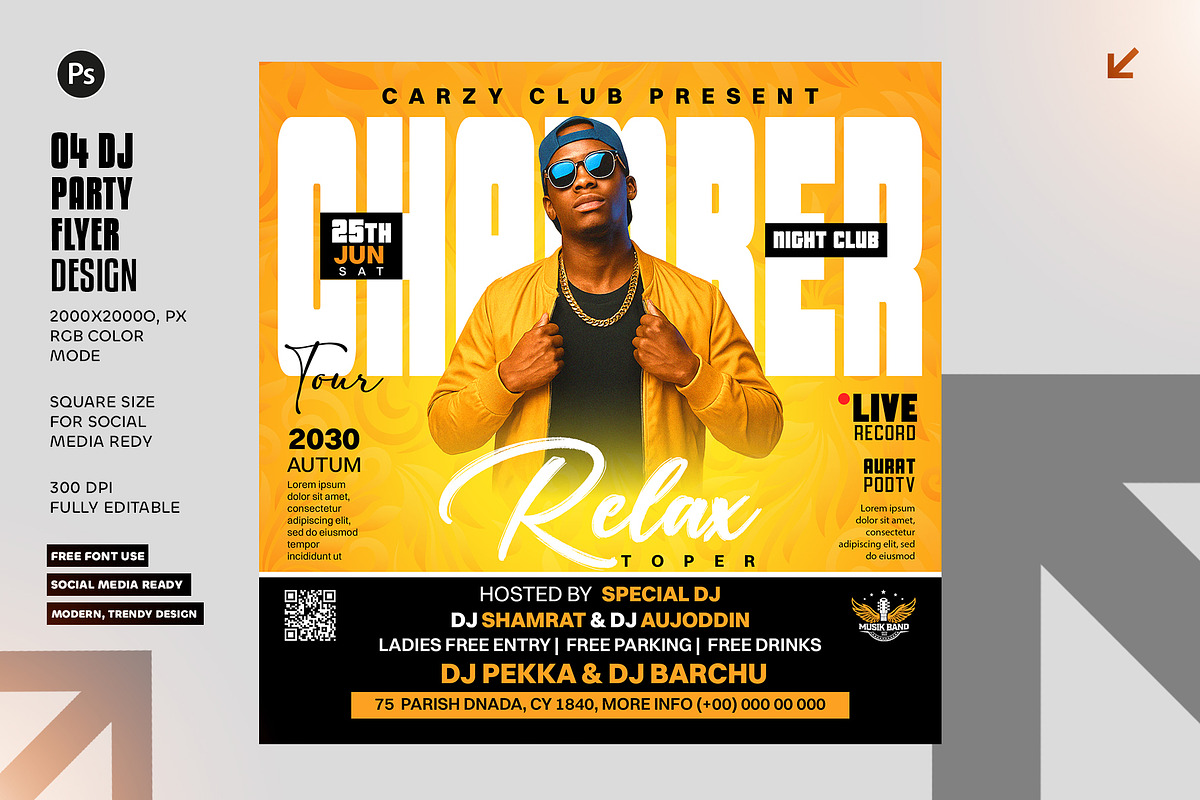 04 Dj Party Flyer Design Bundle, a Graphic by Shajib Shikder (Photo 3 of 5)