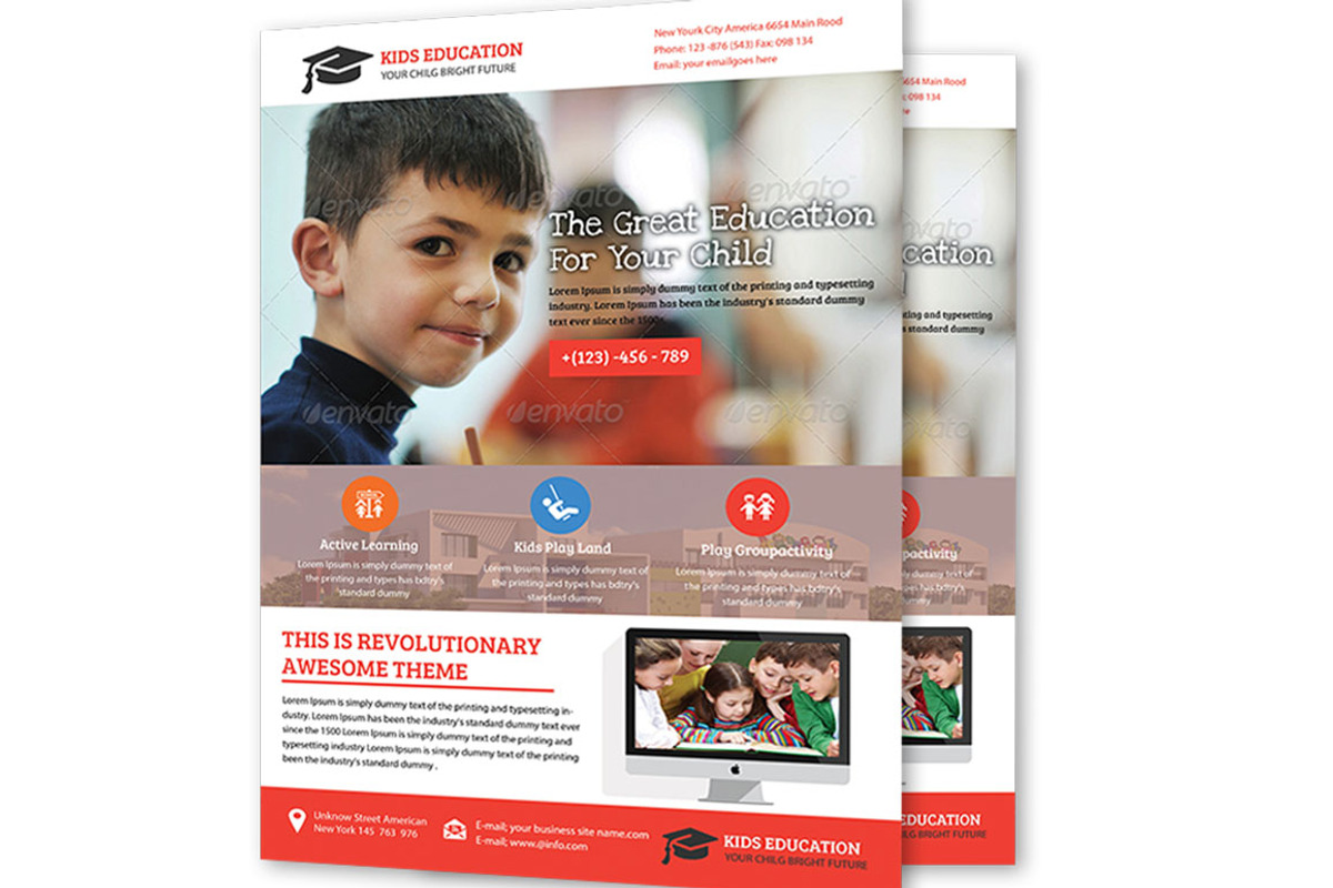 Kids Education Flyer Template, a Flyer Template by TheGraphicsWorld (Photo 2 of 3)