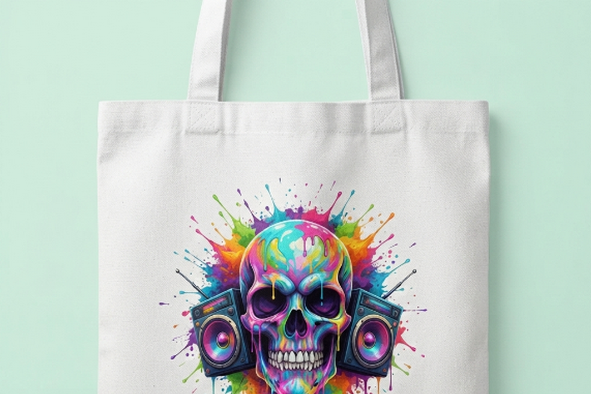 Neon Boombox Skull Splash Art, a Shirt Mockup by Vector Stall (Photo 13 of 15)
