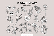 Flowers Line Art. Floral Clipart, a Decorative Illustration by ilonitta (Thumbnail 3 of 11)