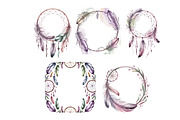 Watercolor Dreamcatchers Frames, a Background Graphic by SketchArtStudio (Thumbnail 3 of 3)