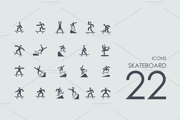 22 Skateboard Icons