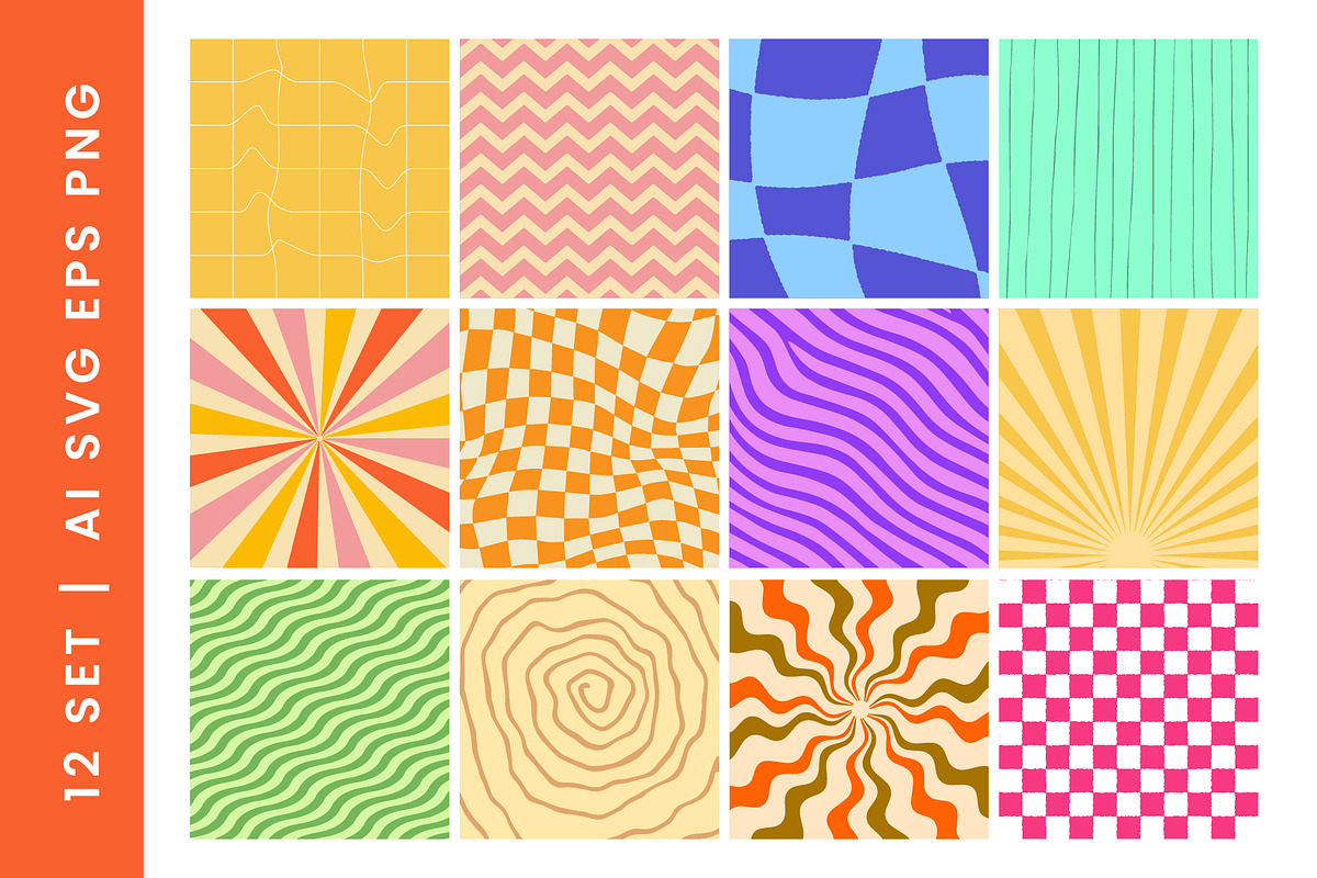 Retro Abstract Backgrounds, a Decorative Illustration by Creathub Studio (Photo 2 of 5)