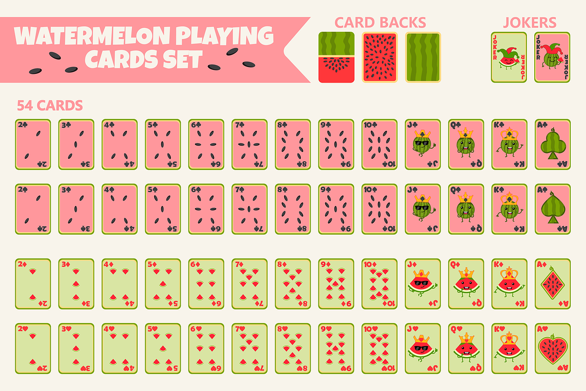 2 full sets Watermelon Playing Cards, an Object Graphic by BabySofja (Photo 5 of 5)