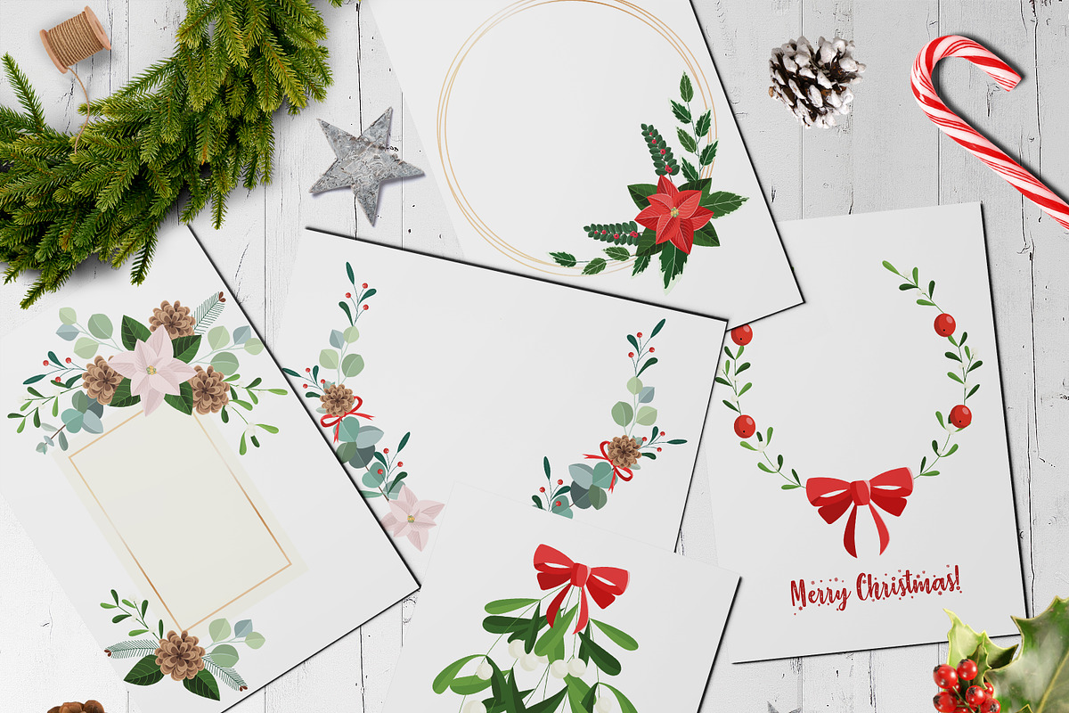 Christmas Vector Floral Clipart ., a Background Graphic by NinaBrai (Photo 7 of 8)