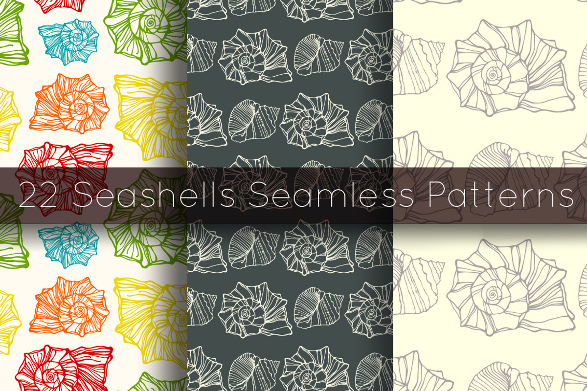22 Seashells seamless patterns set, a Pattern Graphic by IreneArt illustrations (Photo 1 of 5)