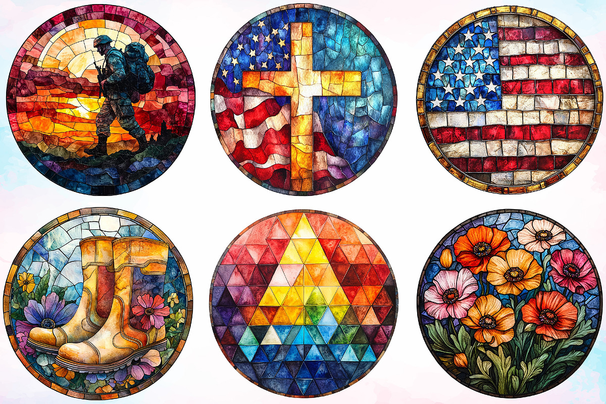 Memorial Day Round Stained Glass PNG, a Seasonal Illustration by Canvas Craft (Photo 3 of 3)