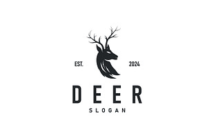 Deer Animal Silhouette Logo Design