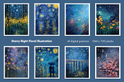 Starry Night Floral Illustration, a Decorative Illustration by Housui Patterns (Thumbnail 3 of 12)