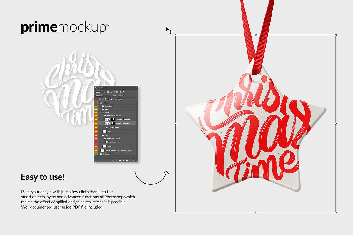 Christmas Ceramic Ornaments Mockup, a Household Mockup by PrimeMockup (Photo 2 of 10)