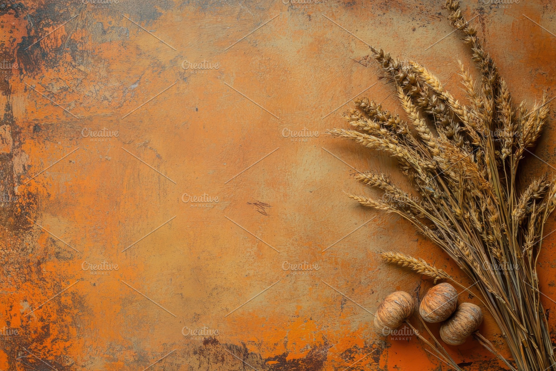 Dried wheat stalks and seed pods on, a Photo by Pixeness Studio