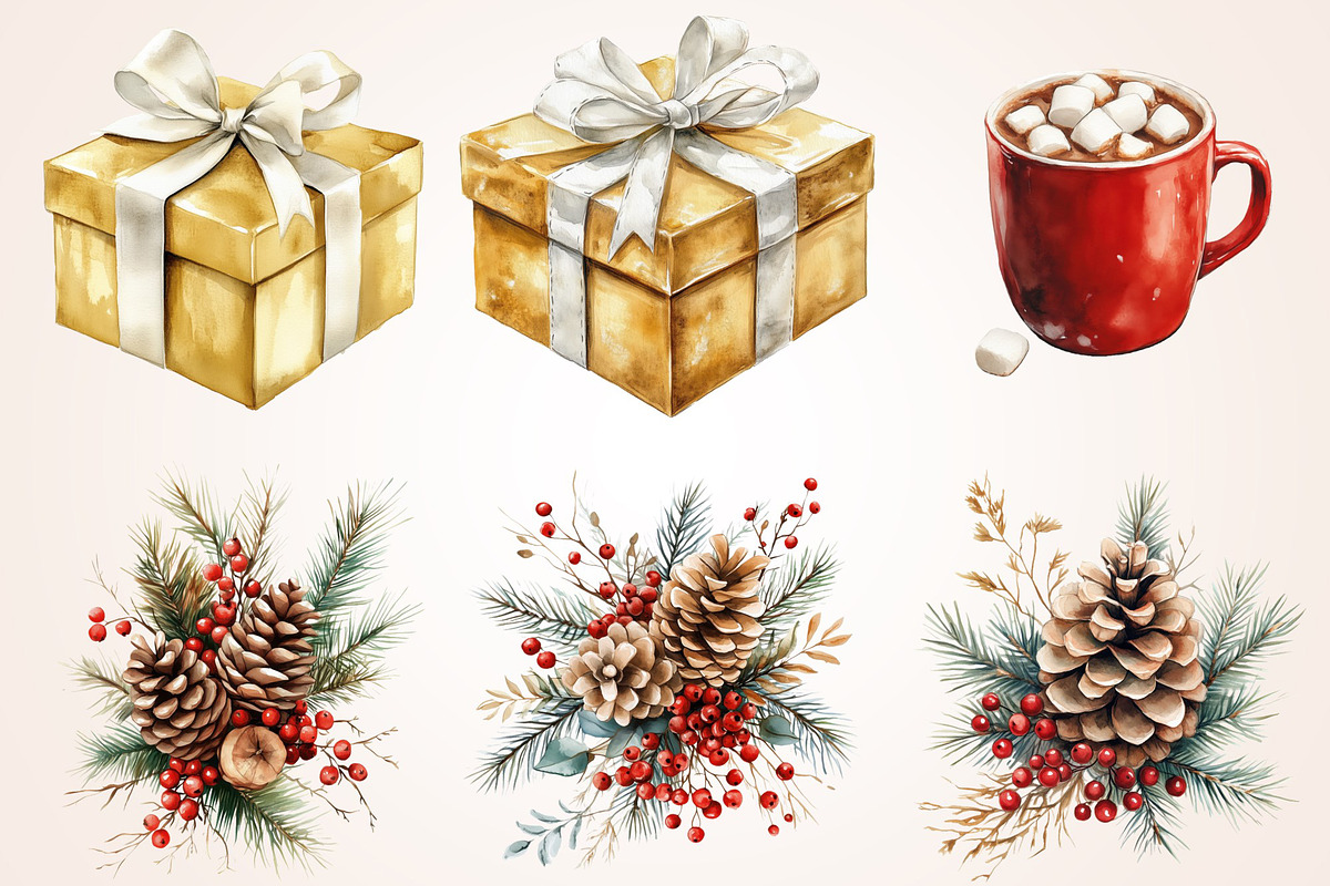 Cozy Christmas Clipart, a Seasonal Illustration by Housui Patterns (Photo 6 of 14)