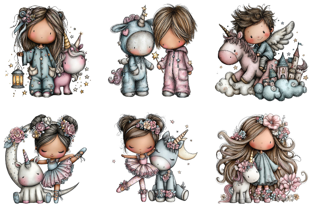 Whimsical Human Unicorn Love Clipart, an Illustration by CraftArtStudio (Photo 2 of 6)