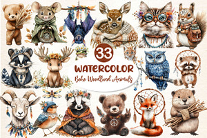 Boho Woodland Creatures Animals, an Illustration by Dream Creation