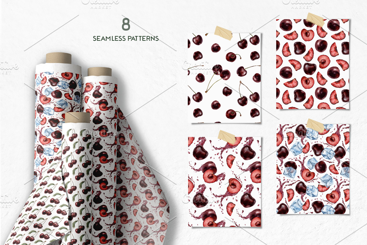 Cherry Watercolor Illustrations, a Food Illustration by Fedulova Art (Photo 7 of 13)