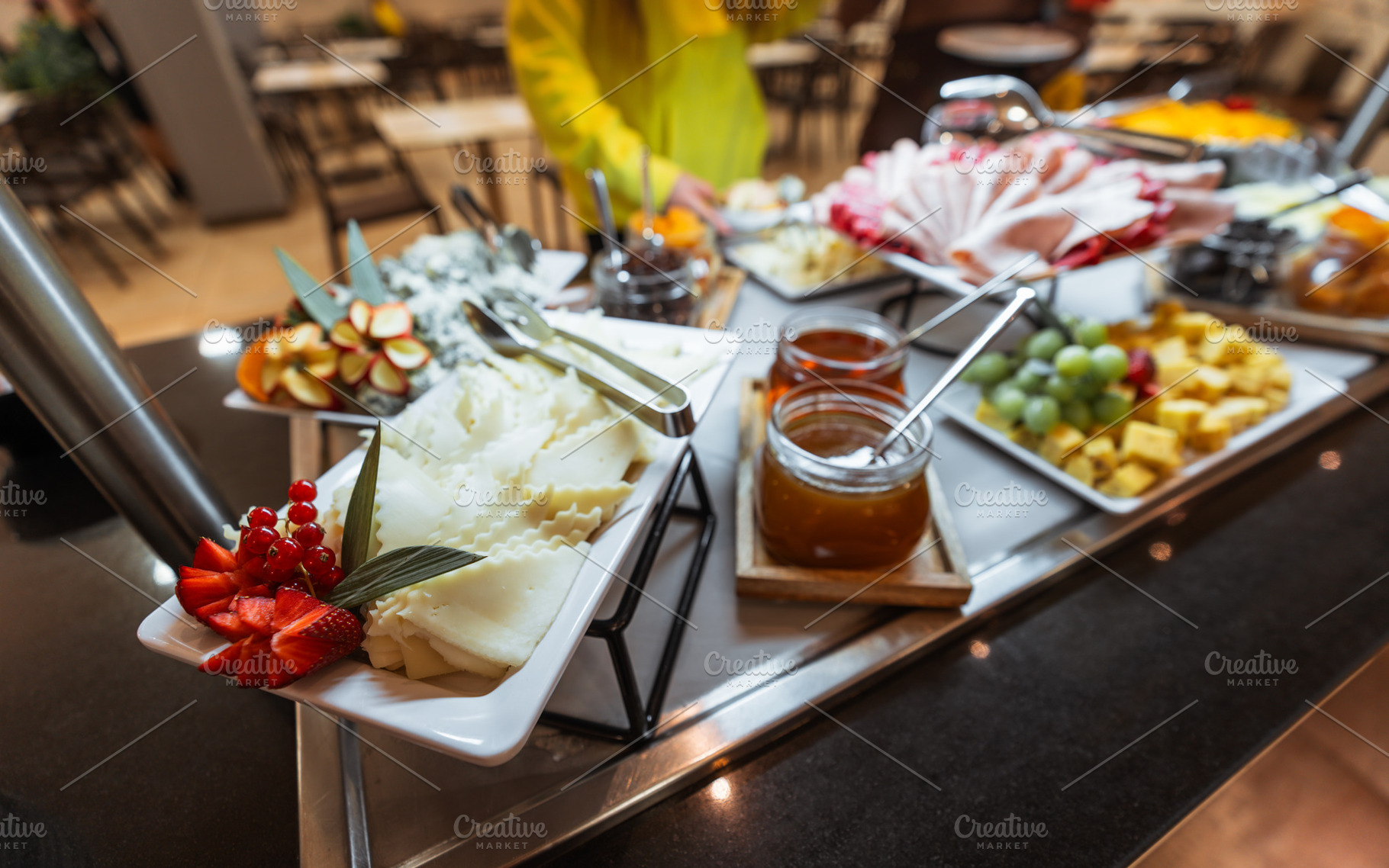 Cheese and fruit buffet display, a Food & Drink Photo by SkyNext