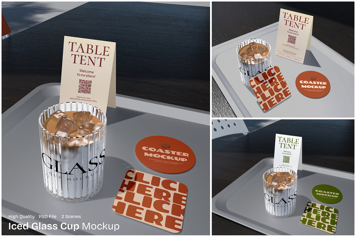 Iced Glass Cup Mockup, a Packaging Mockup by Unerispace (Photo 1 of 5)