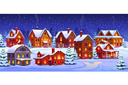 Cartoon winter Christmas town, a Seasonal Illustration by Seavector Studio (Thumbnail 2 of 3)