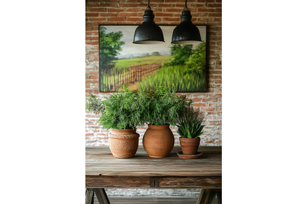 Indoor plants in clay pots with, an Architecture Photo by Lermont51