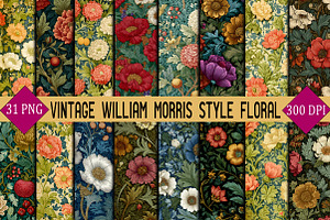 Vintage William Morris Style Floral, a Pattern Graphic by SVGArt