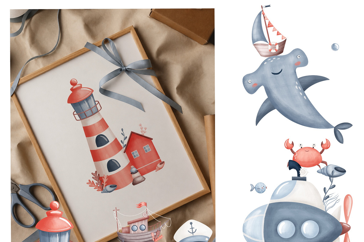 Sea Adventures. Baby collection, an Animal Illustration by Linerisyart (Photo 5 of 14)