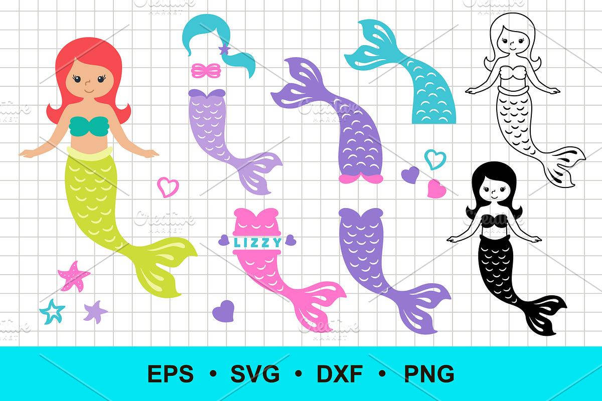 Mermaid and Tails Clip Art, a Person Illustration by Elena Nesterova (Photo 1 of 3)