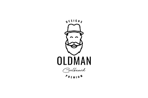 Old Man With Hat Farmer Hipster Logo