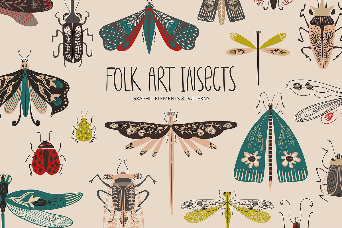 Folk Art Insects., an Animal Illustration by Annakniaz (Photo 1 of 15)