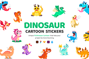 Dinosaur Cartoon Stickers, an Emoji Icon by Vectors Market (Thumbnail 1 of 6)
