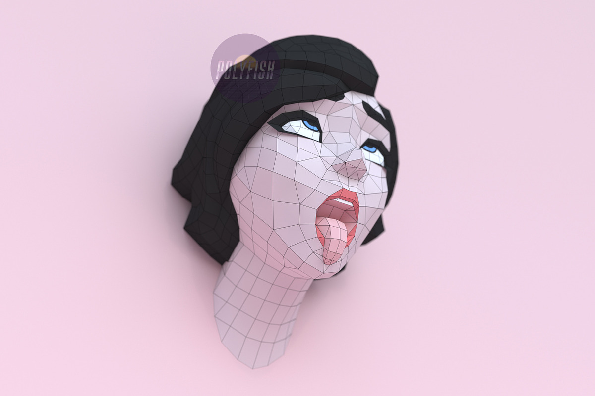 Ahegao Face 3D model template, a Graphic by PolyFish (Photo 2 of 5)