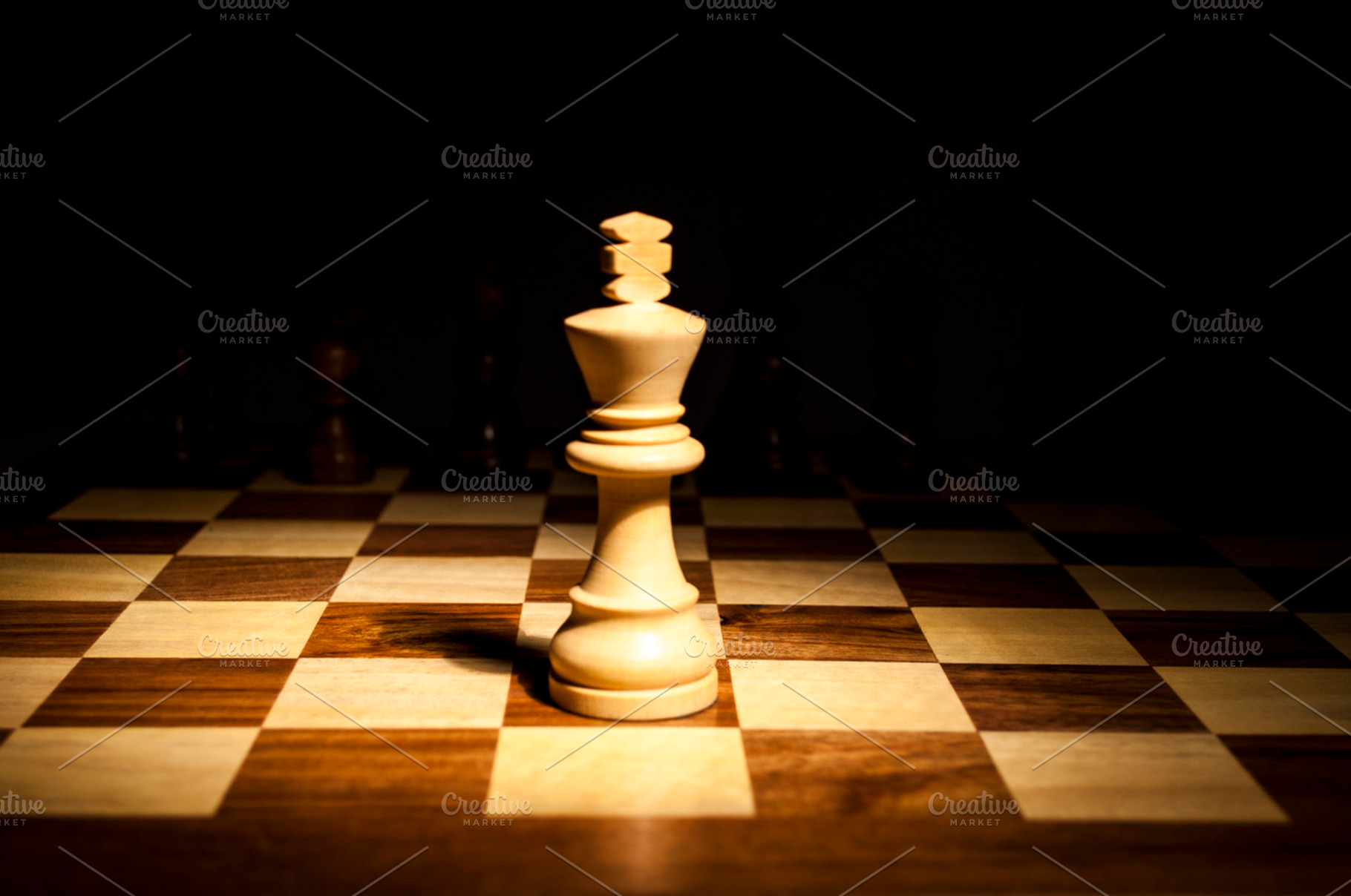 Chess white king focused