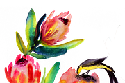 Birds and Flowers, a Decorative Illustration by Karliefie (Thumbnail 4 of 4)