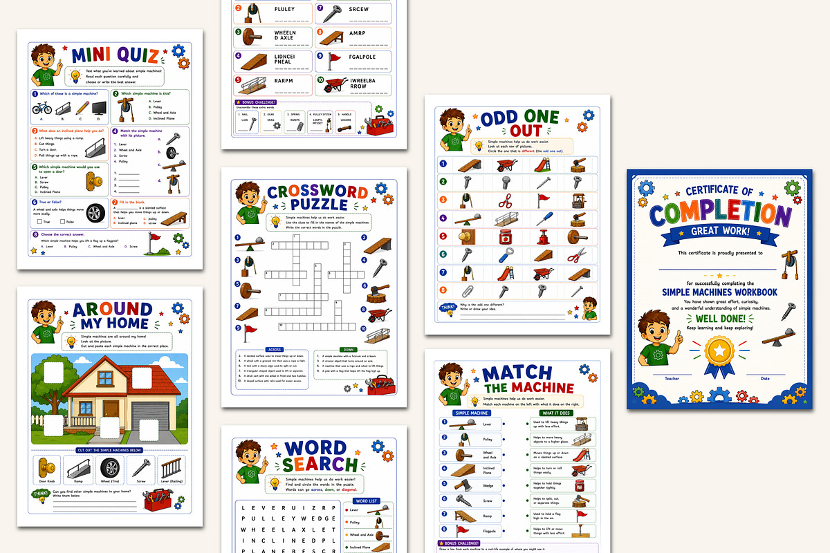 Simple Machines Workbook, a Stationery Template by Designmela01 (Photo 9 of 10)