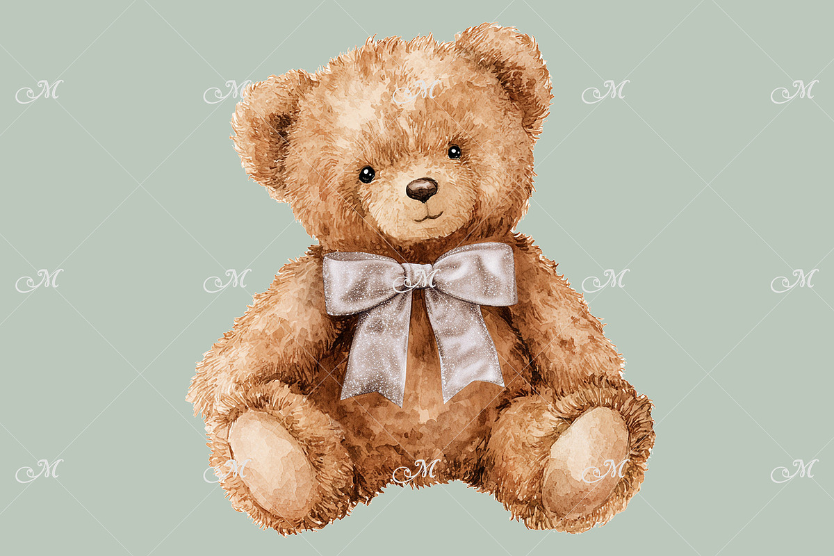 A Cute Teddy Bear with a Bow, an Object Illustration by Maddy's Art & Mockups (Photo 3 of 3)