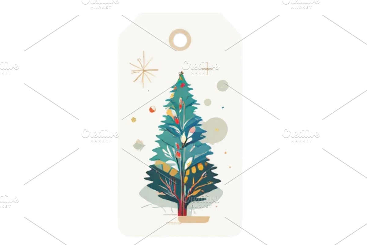 Geometric Christmas Gift Tag Clipart, a Decorative Illustration by Creative design (Photo 6 of 7)