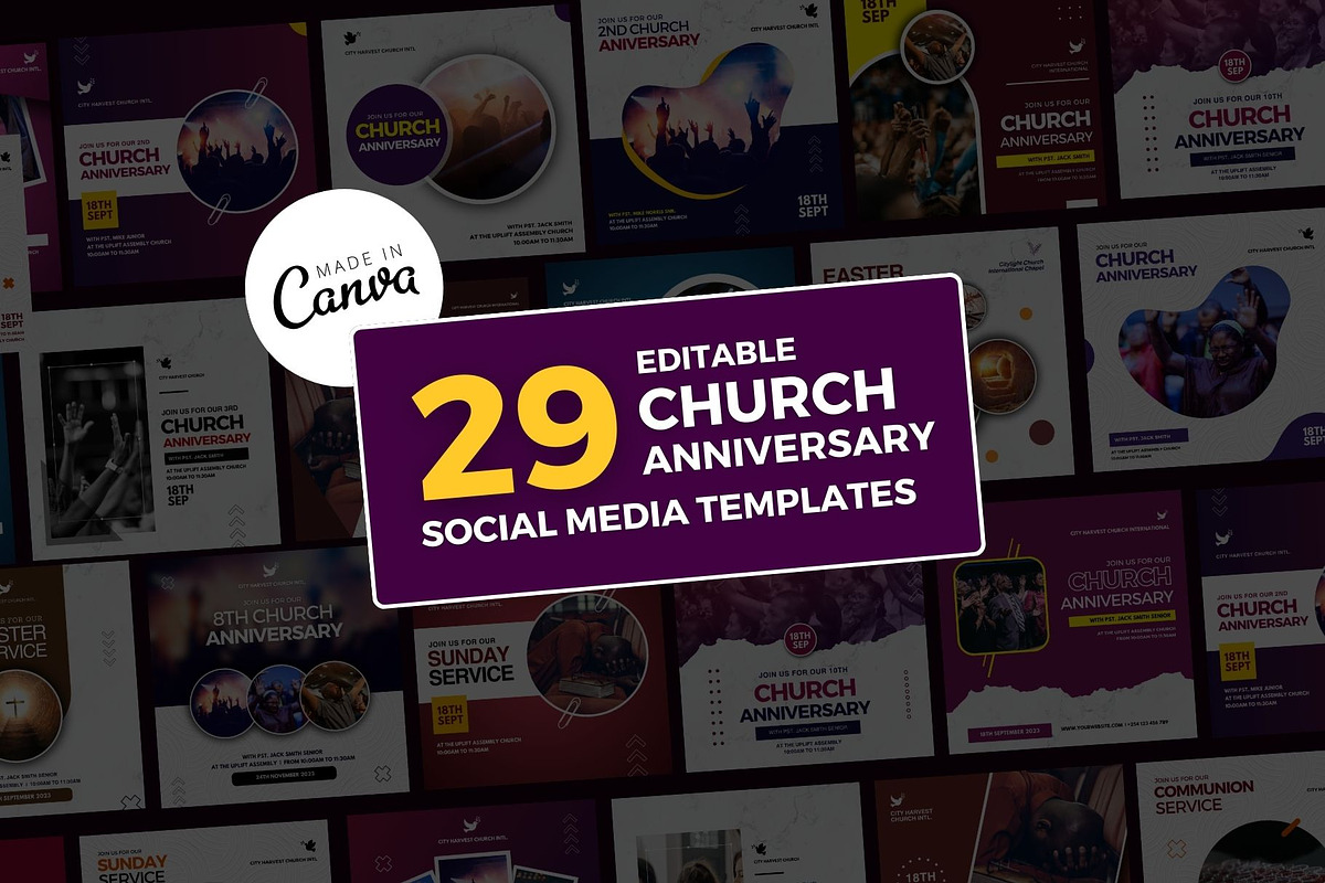 Church Anniversary Flyer Bundle (29), a Social Media Template by MK Creatives (Photo 1 of 3)