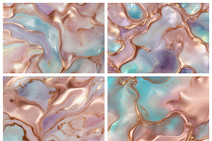 Fluid Rose Gold Marble Textures