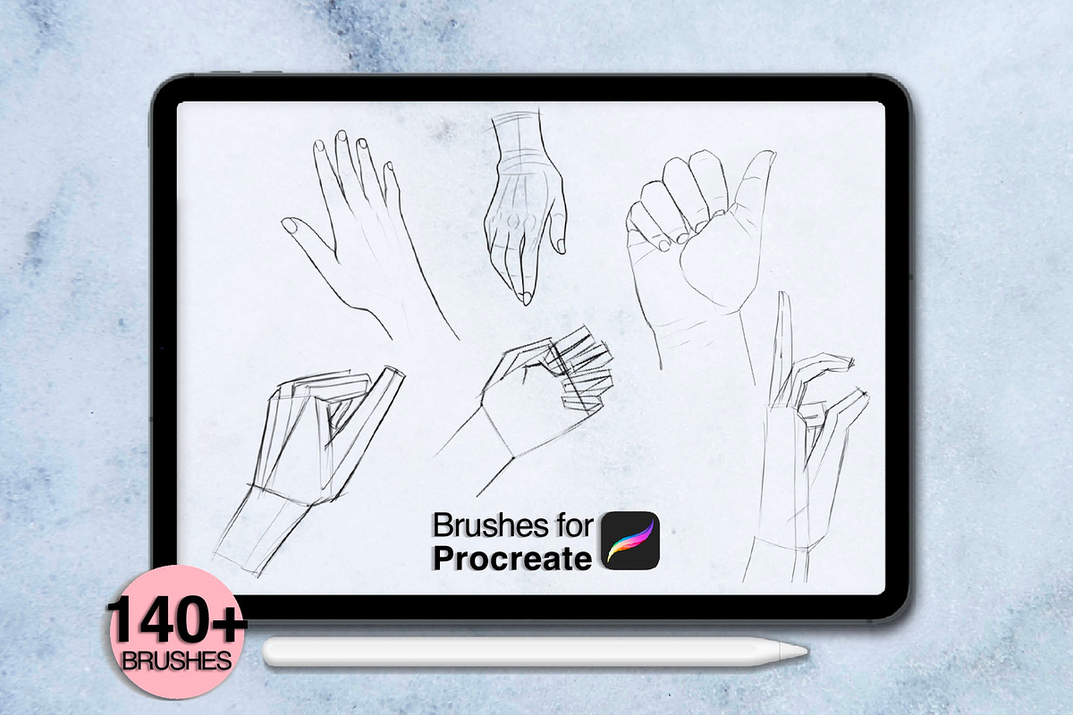 140+ hands anatomy procreate brushes, a Brush Add-On by Arts For Peace (Photo 3 of 9)